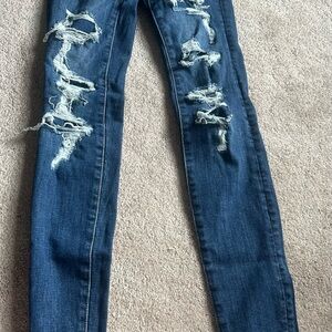 American Eagle Outfitters Ripped Dark Blue Skinny Jeans